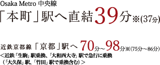 本町へ直結39分近鉄京都線「京都」駅へ