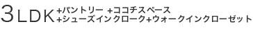 3LDK+F+パントリー+ココチスペース×2+ウォークインクローゼット